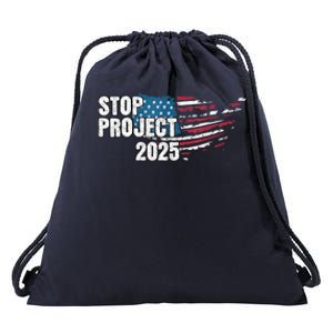 American Flag Stop Project 2025 Anti Trump Drawstring Bag