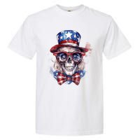 America Flag Skull USA Patriotic 4th July Skeleton Garment-Dyed Heavyweight T-Shirt