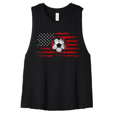 American Flag Soccer Apparel Soccer Women's Racerback Cropped Tank