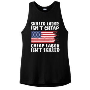 American Flag Skilled Labor Isnt Cheap Labor Day Ladies PosiCharge Tri-Blend Wicking Tank