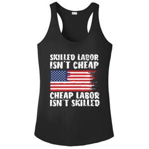 American Flag Skilled Labor Isnt Cheap Labor Day Ladies PosiCharge Competitor Racerback Tank