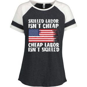 American Flag Skilled Labor Isnt Cheap Labor Day Enza Ladies Jersey Colorblock Tee