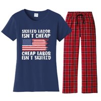 American Flag Skilled Labor Isnt Cheap Labor Day Women's Flannel Pajama Set