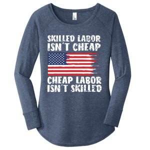 American Flag Skilled Labor Isnt Cheap Labor Day Women's Perfect Tri Tunic Long Sleeve Shirt