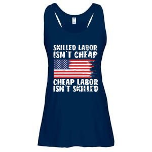 American Flag Skilled Labor Isnt Cheap Labor Day Ladies Essential Flowy Tank