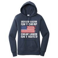 American Flag Skilled Labor Isnt Cheap Labor Day Women's Pullover Hoodie