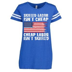 American Flag Skilled Labor Isnt Cheap Labor Day Enza Ladies Jersey Football T-Shirt