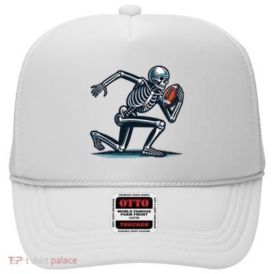 American Football Skeleton Boy Football Fan Halloween High Crown Mesh Back Trucker Hat