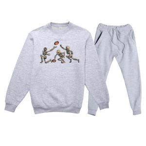 American Football Skeleton Halloween Boy Football Fan Premium Crewneck Sweatsuit Set