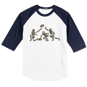 American Football Skeleton Halloween Boy Football Fan Baseball Sleeve Shirt