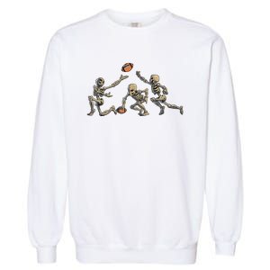 American Football Skeleton Halloween Boy Football Fan Garment-Dyed Sweatshirt