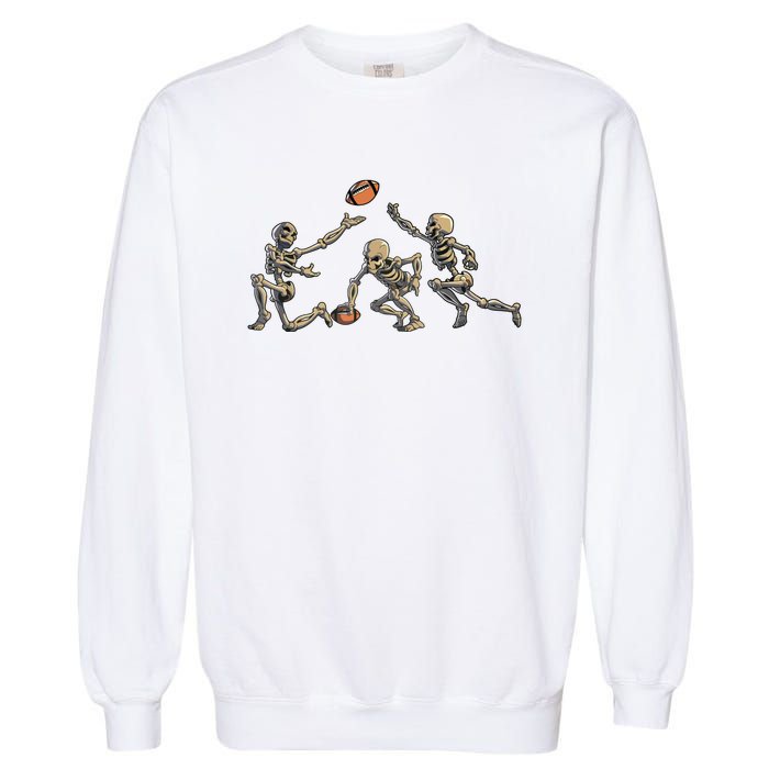 American Football Skeleton Halloween Boy Football Fan Garment-Dyed Sweatshirt