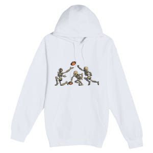 American Football Skeleton Halloween Boy Football Fan Premium Pullover Hoodie