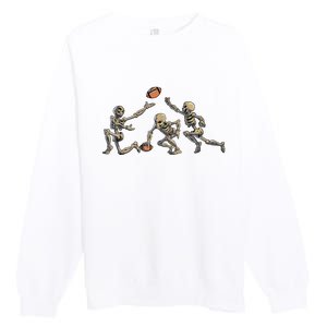 American Football Skeleton Halloween Boy Football Fan Premium Crewneck Sweatshirt