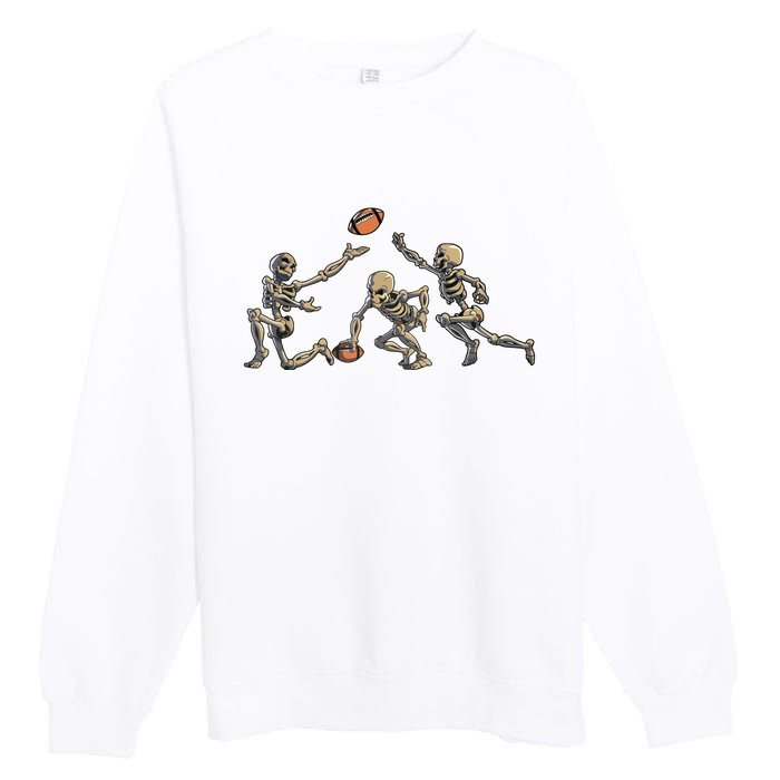 American Football Skeleton Halloween Boy Football Fan Premium Crewneck Sweatshirt