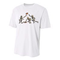 American Football Skeleton Halloween Boy Football Fan Performance Sprint T-Shirt