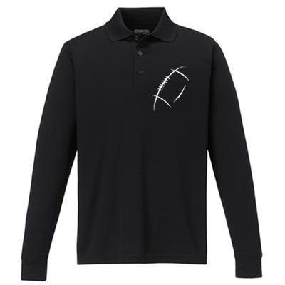 American Football Silhouette Football Performance Long Sleeve Polo