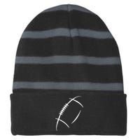 American Football Silhouette Football Striped Beanie with Solid Band