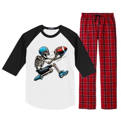 American Football Skeleton Halloween Boy Football Fan Raglan Sleeve Pajama Set