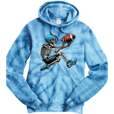 American Football Skeleton Halloween Boy Football Fan Tie Dye Hoodie