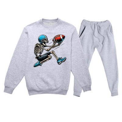 American Football Skeleton Halloween Boy Football Fan Premium Crewneck Sweatsuit Set