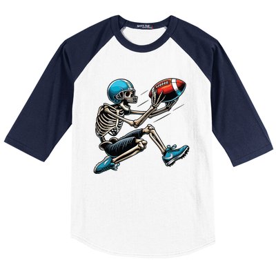 American Football Skeleton Halloween Boy Football Fan Baseball Sleeve Shirt