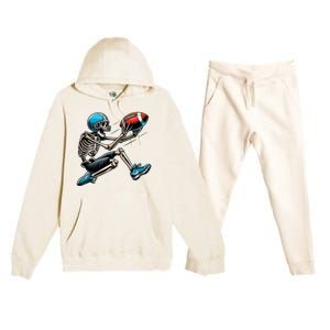 American Football Skeleton Halloween Boy Football Fan Premium Hooded Sweatsuit Set