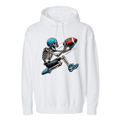 American Football Skeleton Halloween Boy Football Fan Garment-Dyed Fleece Hoodie