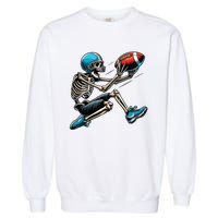 American Football Skeleton Halloween Boy Football Fan Garment-Dyed Sweatshirt