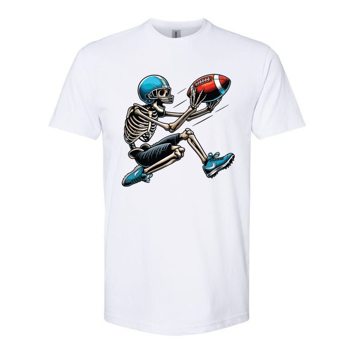 American Football Skeleton Halloween Boy Football Fan Softstyle CVC T-Shirt