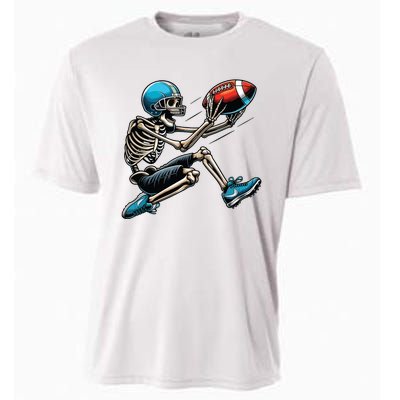 American Football Skeleton Halloween Boy Football Fan Cooling Performance Crew T-Shirt