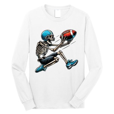 American Football Skeleton Halloween Boy Football Fan Long Sleeve Shirt