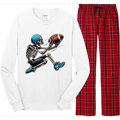 American Football Skeleton Halloween Boy Football Fan Long Sleeve Pajama Set