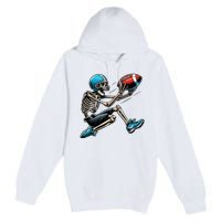 American Football Skeleton Halloween Boy Football Fan Premium Pullover Hoodie