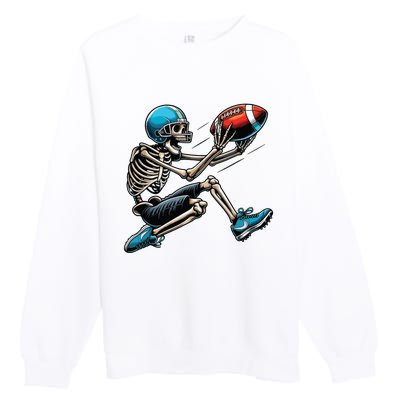 American Football Skeleton Halloween Boy Football Fan Premium Crewneck Sweatshirt