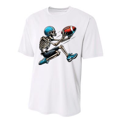 American Football Skeleton Halloween Boy Football Fan Performance Sprint T-Shirt