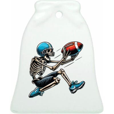 American Football Skeleton Halloween Boy Football Fan Ceramic Bell Ornament