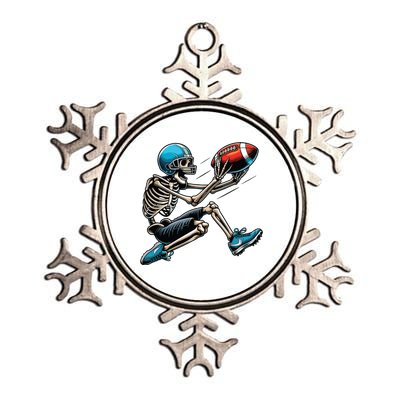 American Football Skeleton Halloween Boy Football Fan Metallic Star Ornament