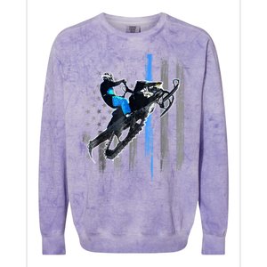 American Flag Snowmobile Shirt Men Snowmobile Riding Gift Colorblast Crewneck Sweatshirt