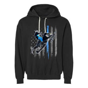 American Flag Snowmobile Shirt Men Snowmobile Riding Gift Garment-Dyed Fleece Hoodie