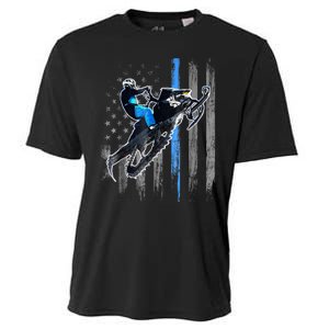 American Flag Snowmobile Shirt Men Snowmobile Riding Gift Cooling Performance Crew T-Shirt