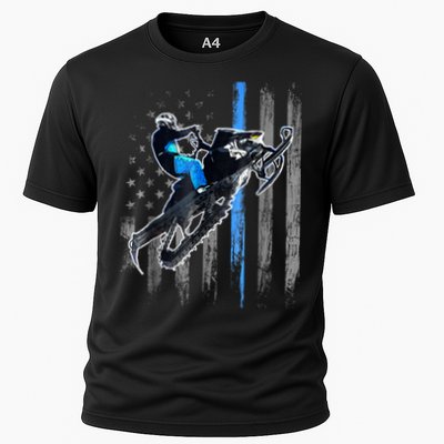 American Flag Snowmobile Shirt Men Snowmobile Riding Gift Performance Shirt