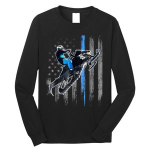 American Flag Snowmobile Shirt Men Snowmobile Riding Gift Long Sleeve Shirt