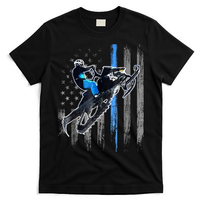 American Flag Snowmobile Shirt Men Snowmobile Riding Gift T-Shirt