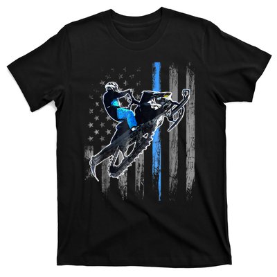 American Flag Snowmobile Shirt Men Snowmobile Riding Gift T-Shirt