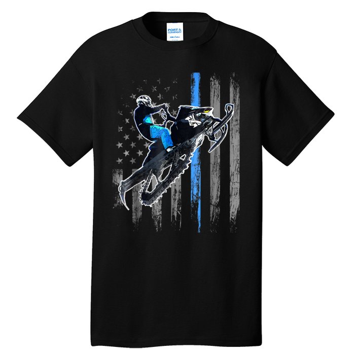 American Flag Snowmobile Shirt Men Snowmobile Riding Gift Tall T-Shirt