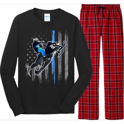 American Flag Snowmobile Shirt Men Snowmobile Riding Gift Long Sleeve Pajama Set