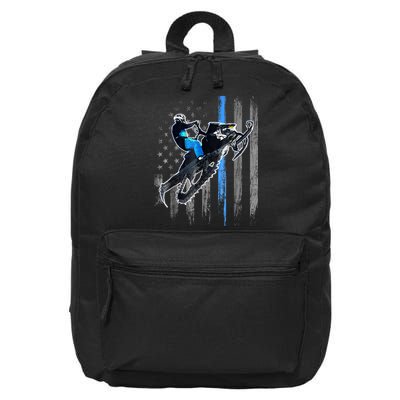 American Flag Snowmobile Shirt Men Snowmobile Riding Gift 16 in Basic Backpack