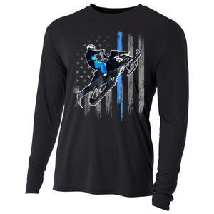 American Flag Snowmobile Shirt Men Snowmobile Riding Gift Cooling Performance Long Sleeve Crew