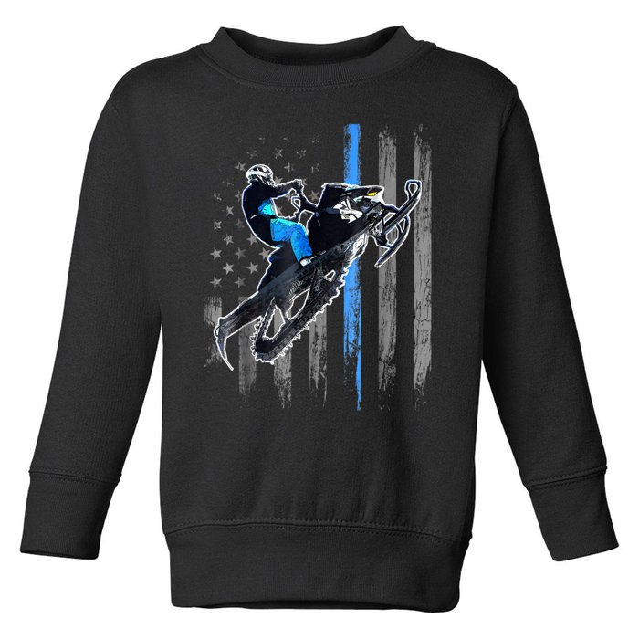 American Flag Snowmobile Shirt Men Snowmobile Riding Gift Toddler Sweatshirt